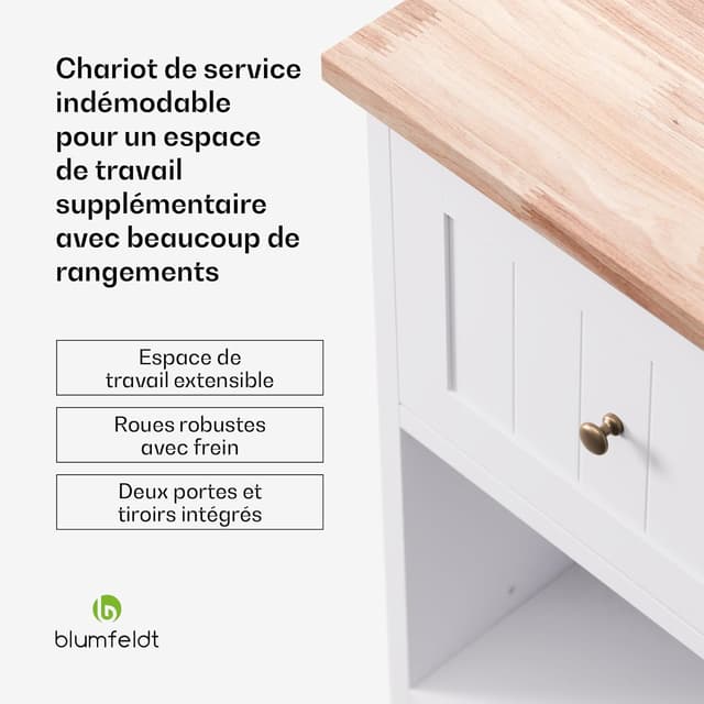 Detalle 2 de Blumfeldt Chariot de Cuisine – Desserte à Roulettes