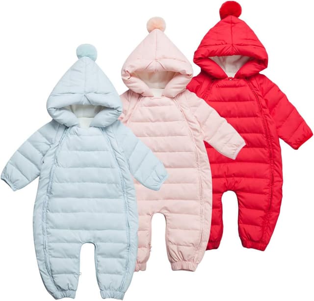 Detalle de Famuka Baby Winter Warm Down Snowsuit – Hooded Puffer Outerwear with Duck Down