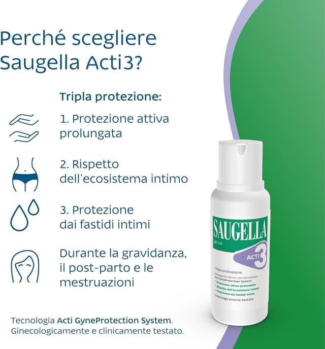 Thumbnail 2 de Saugella Acti3 Detergente intimo pH 3.5 500 ml