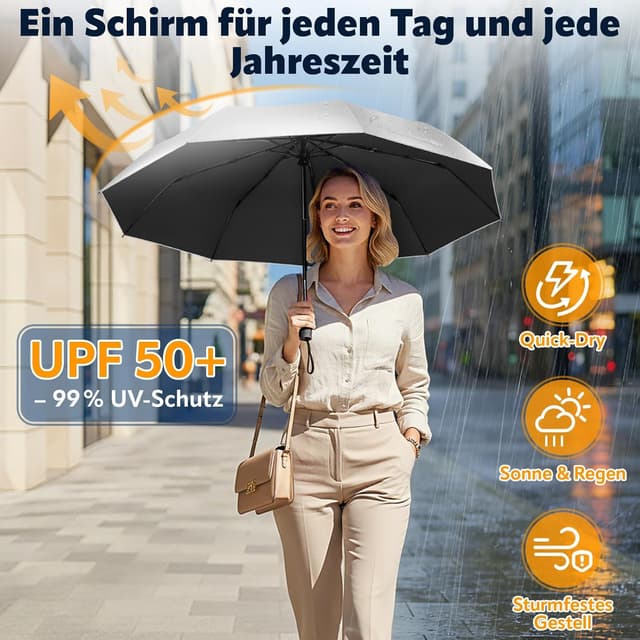 Detalle 2 de ZOMAKE Sonnenschirm UPF 50+ Regenschirm