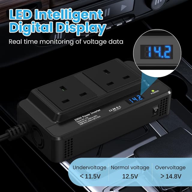 Thumbnail 5 de 200W Car Voltage Converter Inverter 12V to 230V 🔌