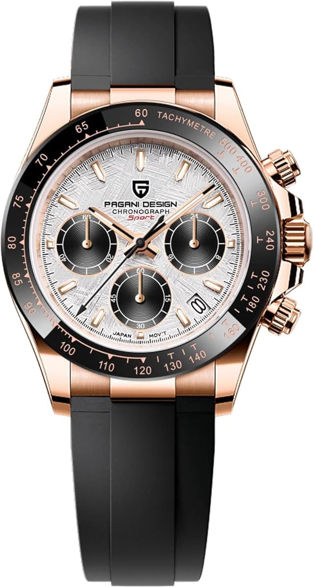 Detalle de Pagani Design PD-1644: cronografo da uomo con vetro zaffiro, acciaio inox e movimento giapponese