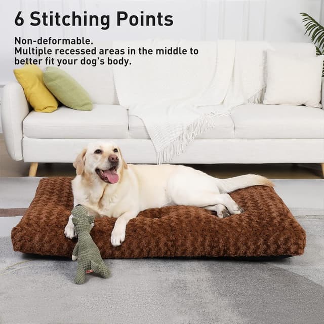 Thumbnail 6 de KSIIA Large Dog Bed Washable Calming Crate Mattress (90x60x8cm) – Non-Skid Crate Cushion in Brown