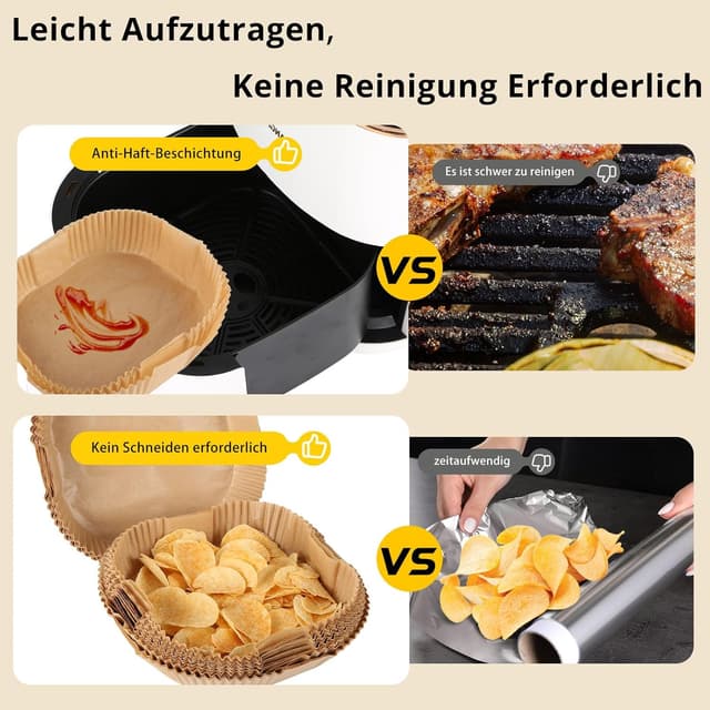 Thumbnail 2 de 150 Stück Backpapier für Heißluftfritteuse 20–24 cm