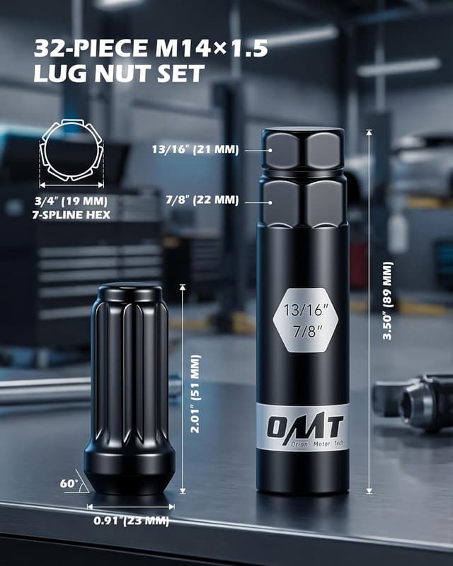 Detalle 2 de Orion Motor Tech M14x1.5 Lug Nuts with 60° Cone Seat (Set of 32)