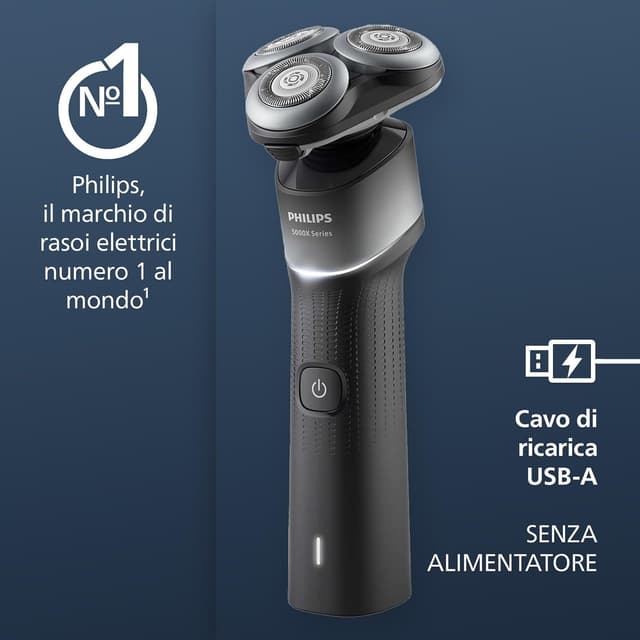 Detalle 2 de Philips Shaver 5000X X5004/00: rasoio elettrico Wet & Dry con Skin Protect e testina 360°