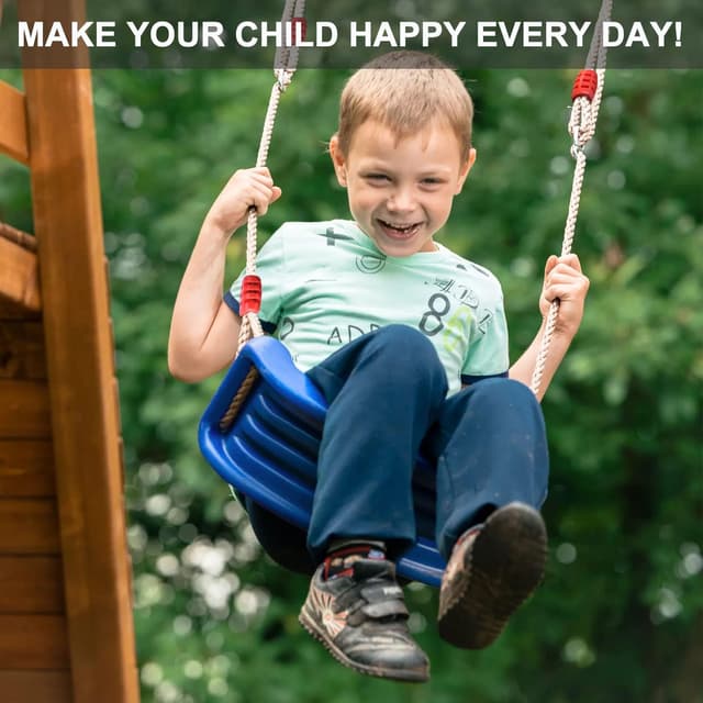 Detalle 2 de Kinderschaukel mit verstellbarer Höhe – Schaukelbrett / Schaukelsitz aus Kunststoff (Blau)