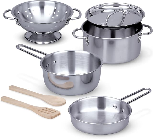 Imagen de Melissa & Doug 8 Piece Stainless Steel Play Cookware en OfertitasTOP