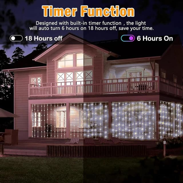 Detalle de yowin Tenda Luminosa Natale 300 LED 3x3 m con spina, timer e 8 modalità