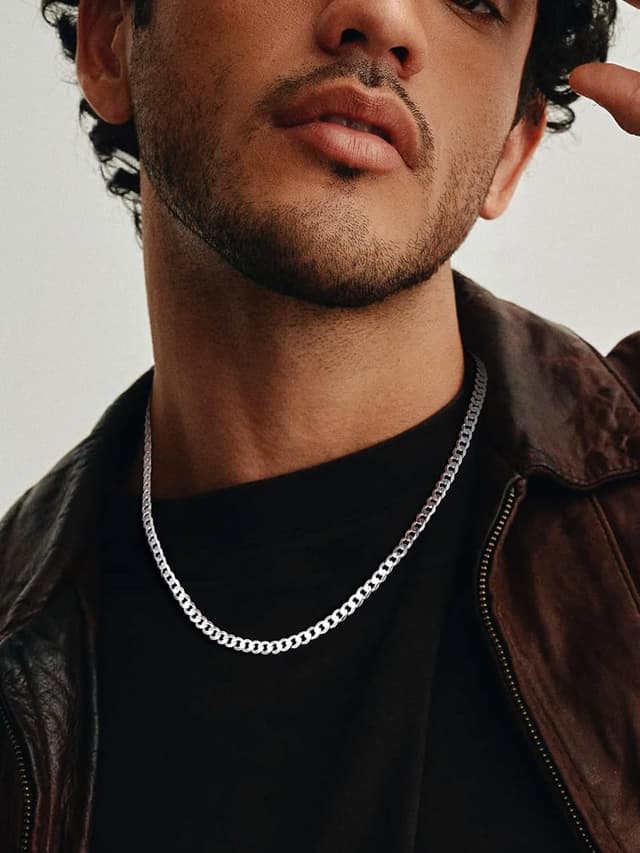 Detalle de Suplight chaîne en argent 925 maille cubaine pour homme, 3 mm/5 mm (tailles 36 à 71 cm)