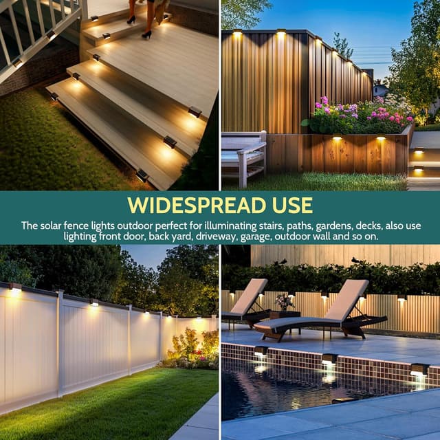 Detalle de Solpex Solar Deck Lights 20-Pack (Brown, Warm White) – Waterproof solar step and fence lights for outdoor paths