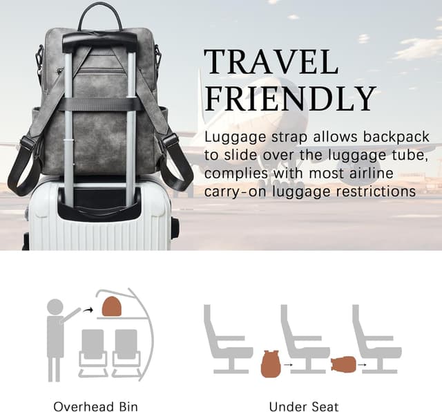 Detalle de Shrrie sac à dos en cuir vegan imperméable pour ordinateur portable 15,6 pouces (femme)