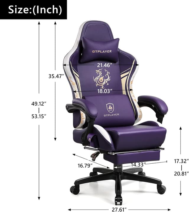 Detalle de GTPLAYER Sedia gaming ergonomica Viola