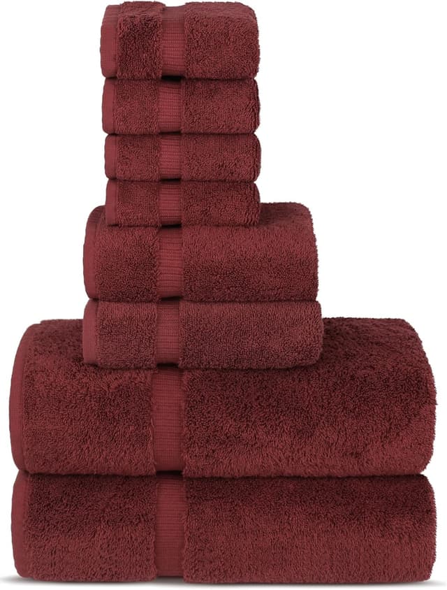 Detalle de Chakir Turkish Linens 8-Piece Premium Turkish Towel Set (Cranberry) | 100% Cotton Hotel & Spa Quality