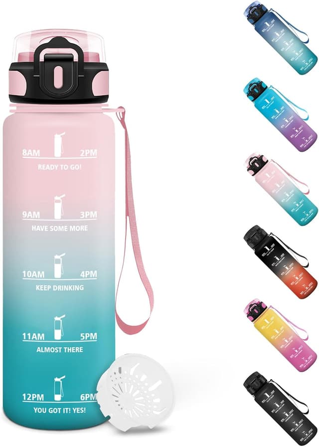 Thumbnail 6 de Motswedi Gourde 1 l à paille étanche avec repères et marqueur de temps (bleu&violet)