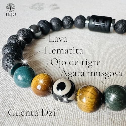 Detalle de TEJO Pulsera Géminis para hombre con piedra natural (signo zodiacal) – regalo astrológico
