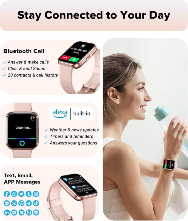 Thumbnail 1 de Smartwatch Damen 1,7" Touchscreen Fitnessuhr