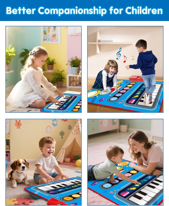 Detalle de Baby Musical Mat for 12–18 Month Boys & Girls (Blue) — Piano & Drum Touch Keys with Adjustable Volume