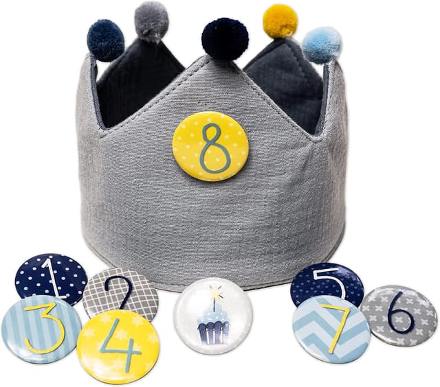 Detalle de Papierdrachen Musselin-Geburtstagskrone mit Zahlen (1–8) – Geburtstags-Partyhut für Kinder