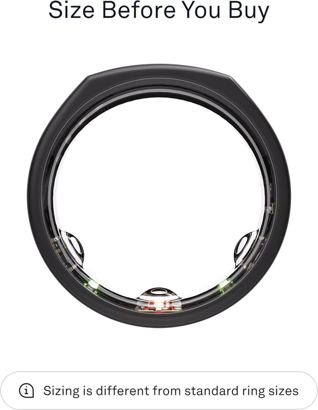 Detalle de Oura Gen3 Heritage Smart Ring (Size 12, Stealth) – sleep, heart rate and fitness tracking