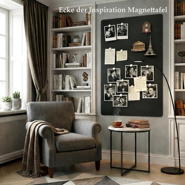 Detalle de Qiytecno Magnettafel Schwarz Groß 60x90 cm – edles Magnetboard für Reisemagnete & Sammlungen