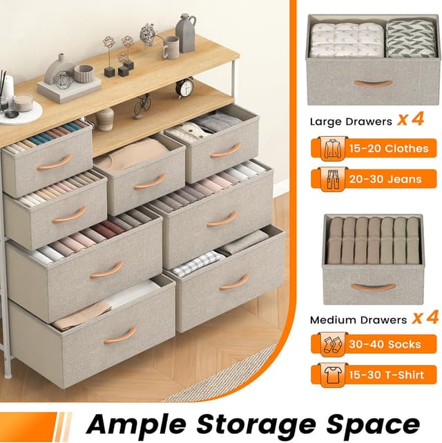 Thumbnail 3 de GoaHi 8-drawer fabric chest with wood top