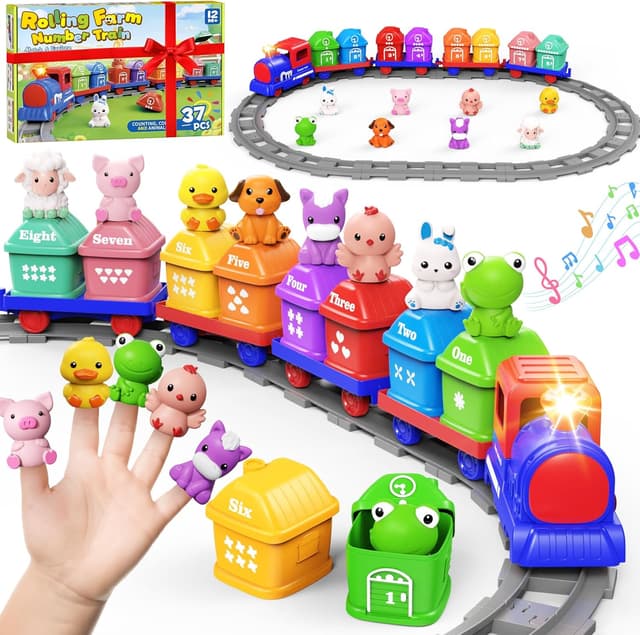 Detalle de Cmiolacuna Train Set for Toddlers (Ages 2-4) with Farm Animals, Music & Lights