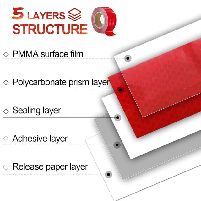 Detalle de XFXIA nastro riflettente adesivo rosso 5 cm x 20 m per promemoria di sicurezza