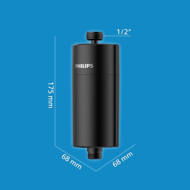 Detalle de Philips Filtre de douche Water 50 000 L noir — réduit le chlore jusqu’à 99%