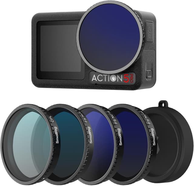 Detalle de SmallRig ND-Filter-Set für DJI Osmo Action 5 Pro/Action 4 (5-teilig) – CPL, FS ND8/ND16/ND32 & Silikon-Linsenabdeckung
