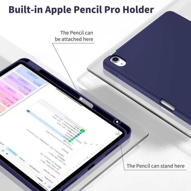 Detalle de EasyAcc Hülle für iPad Air 11 Zoll (M4/M3/M2, 2026–2024) & iPad Air 4/5 mit Stifthalter – blaue Schutzhülle aus TPU