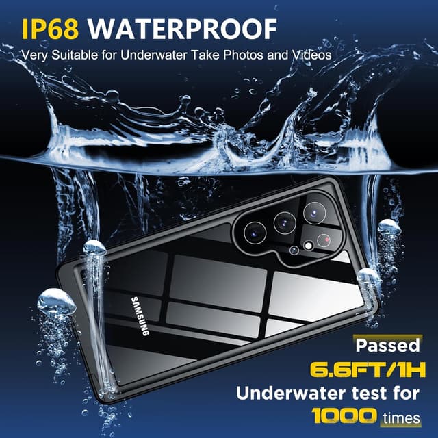 Detalle de SPIDERCASE Upgraded Waterproof Case for Samsung Galaxy S24 Ultra (IP68) with Built-In Screen & Camera Lens Protection