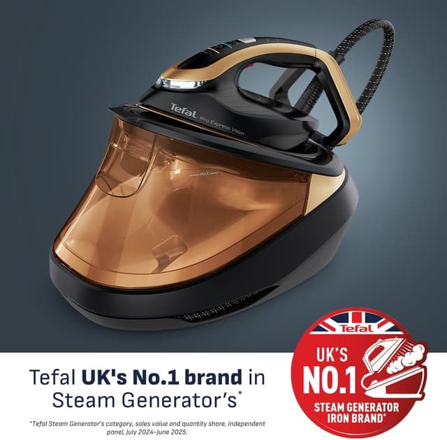 Detalle de Tefal GV9820G0 Pro Express Vision smart steam generator iron (9 bar) – black & gold