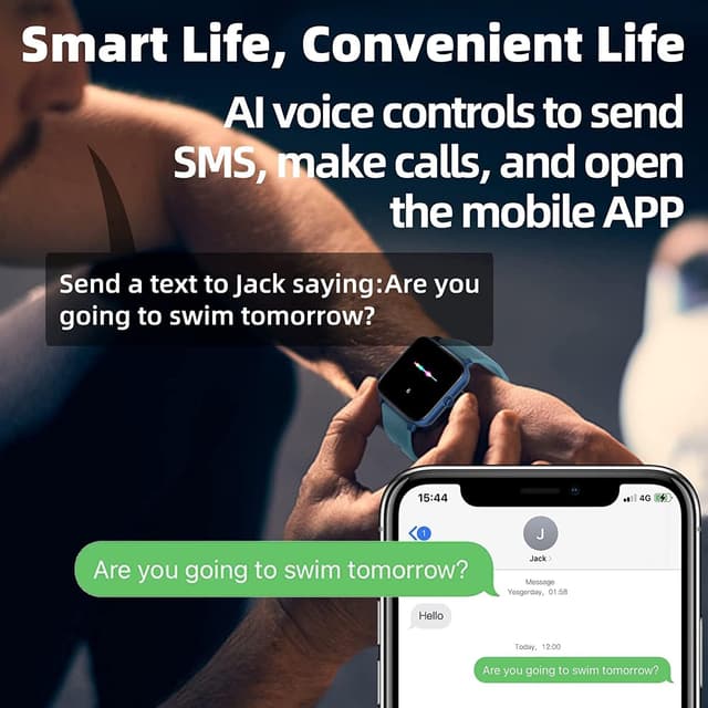 Detalle 2 de FirYawee 1.7-inch Touchscreen Smart Watch (Blue) with heart rate, SpO2 and call notifications