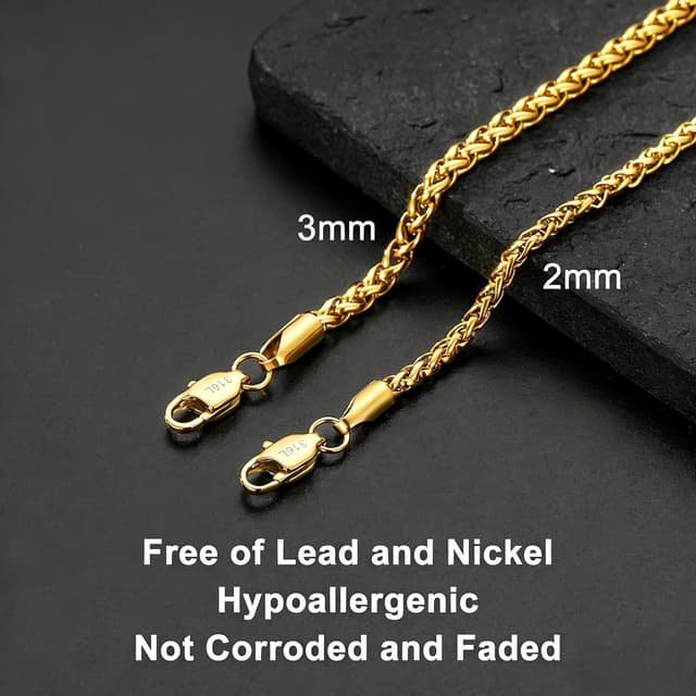 Detalle de Esmoly collana uomo a catena Cuban in acciaio inox 316L (stile classico, colori e misure disponibili)