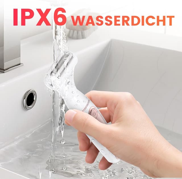Detalle de MAXGROOM 4-in-1 elektrischer Gesichtshaare-/Bikini-Trimmer für Frauen (IPX6, Nass & Trocken)