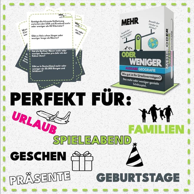 Detalle de More or Less „Mehr oder Weniger“-Kartenspiel (Ausgabe Geografie) von More or Less