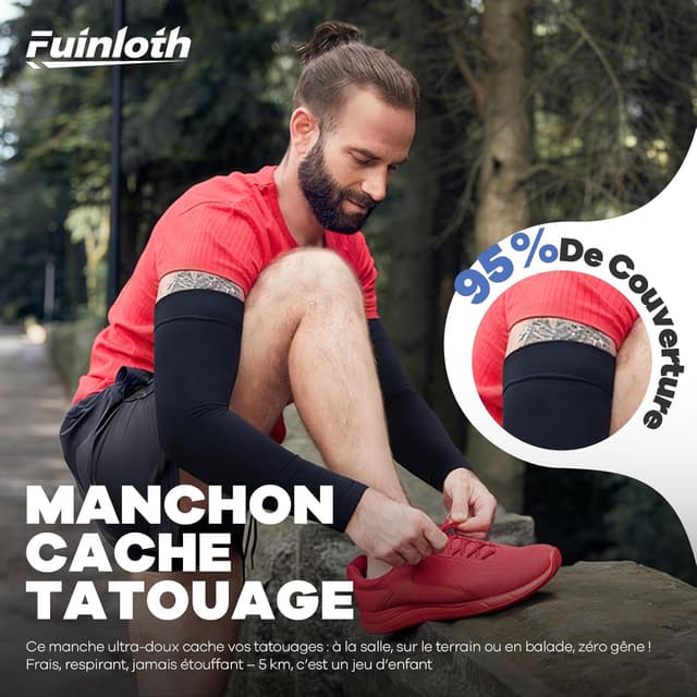 Detalle de fuinloth Manchettes de bras anti-UV pour homme et femme (gaming, sport)