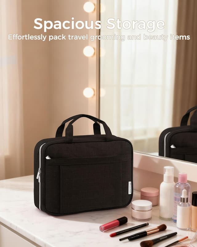 Thumbnail 6 de BAGLHER Travel Toiletry Bag for Women (Large Black) with Hanging Hook and Organiser Compartments