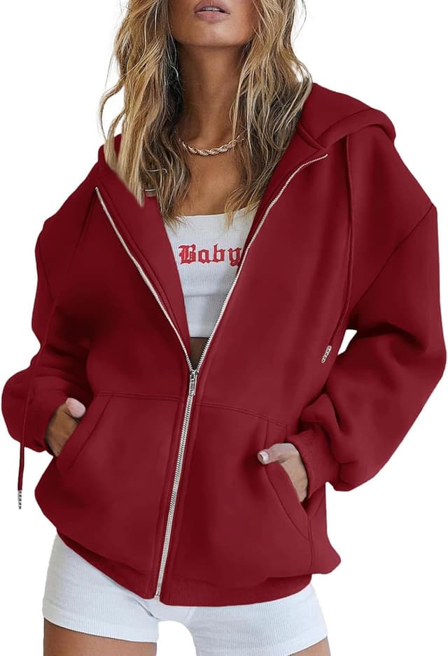 Detalle de PRETTYGARDEN Women’s 2026 Zip-Up Y2K Hoodie Jacket with Pockets (Fleece-Lined)