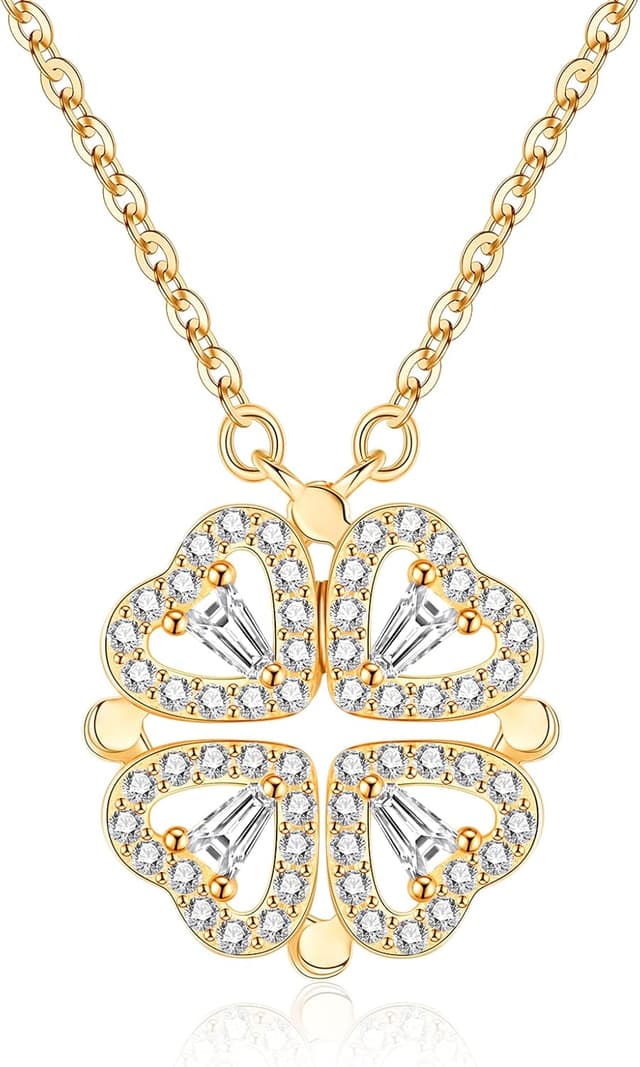 Detalle de Jrêveinfini Collier trèfle à 4 feuilles en argent 925 pour femme (pendentif 15 mm) avec emballage cadeau