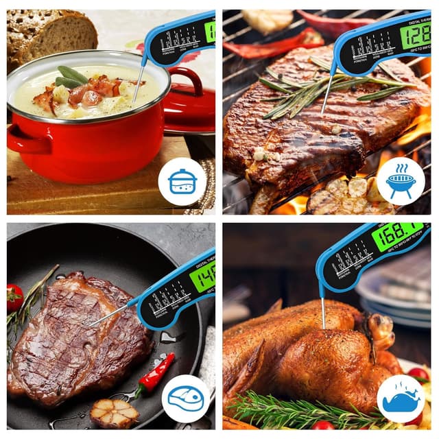 Detalle 2 de AWLKIM® Digital Meat Thermometer (Fast Instant Read) with Backlight, IP67 Waterproof Blue