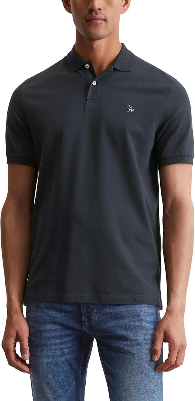 Detalle de Marc O’Polo Herren T-Shirt B21223053092 (1er Pack) mit klassischem Polokragen