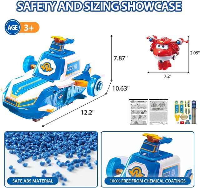 Detalle de Super Wings Airport World Playset mit 2 Spielzeug-Flugzeugen und transformierbaren Transform-a-Bots-Robotern (ab 3 Jahren)