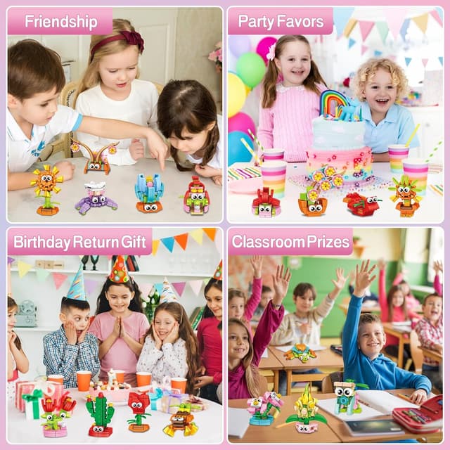 Detalle de IMCUAMK 36 Packs Valentines Party Favors Flower Building Blocks Set