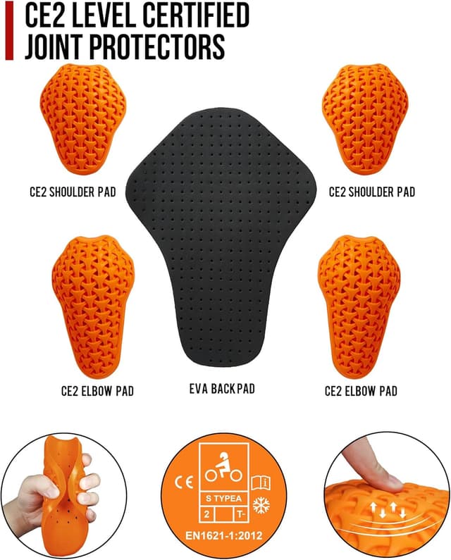 Detalle 2 de BORLENI giacca da moto da uomo con protezioni CE, fodera rimovibile impermeabile al vento e all’acqua, tutte le stagioni (XL)