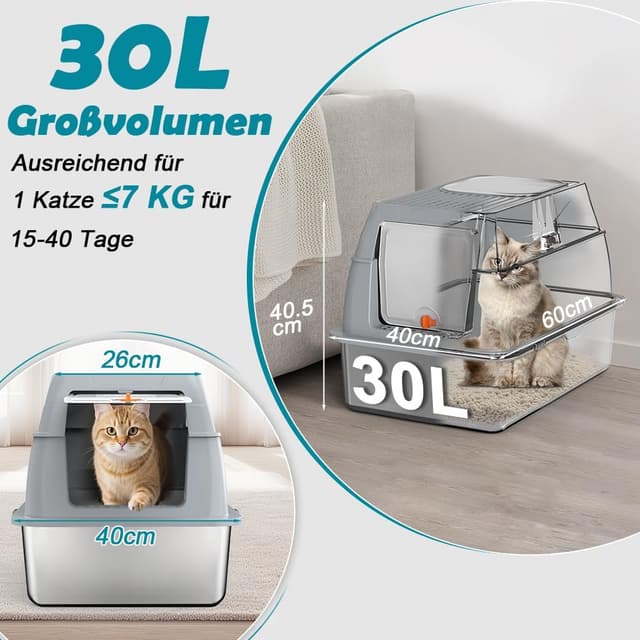 Detalle 2 de SZEETECH Katzenklo Edelstahl XL 60x40x39,5
