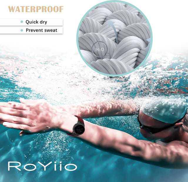 Detalle de RoYiio gewebtes Nylon-Armband (22 mm) mit Schnellverschluss – weinrot