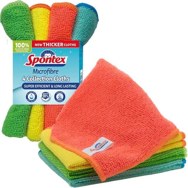 Detalle de Spontex Microfibre Cloths 4 Pack 30x30cm