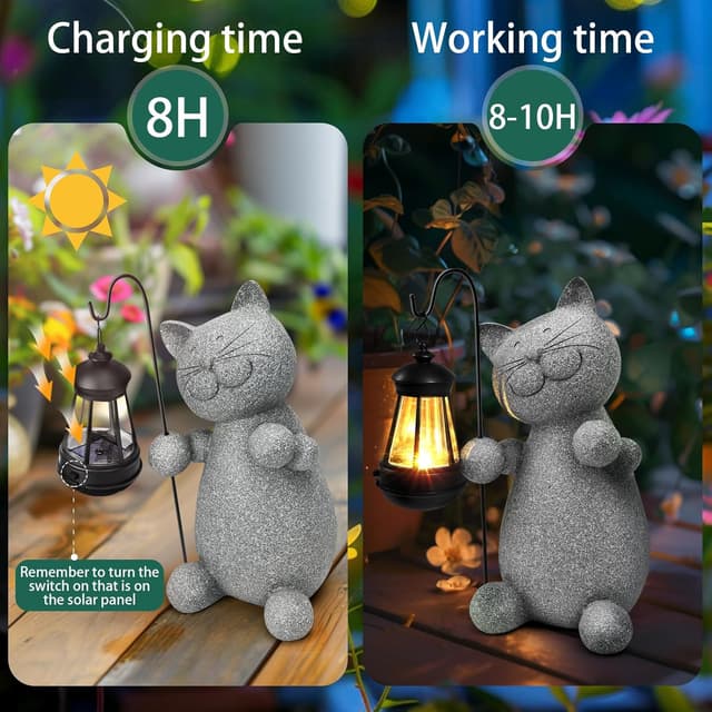 Detalle 2 de Eletorot Cat Gifts 20cm solar garden ornament